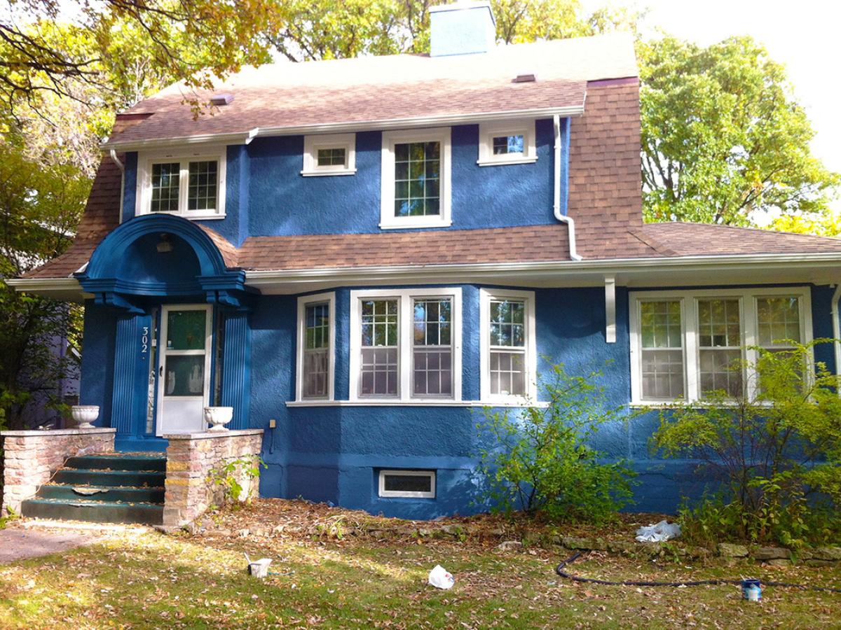 Blue painted house