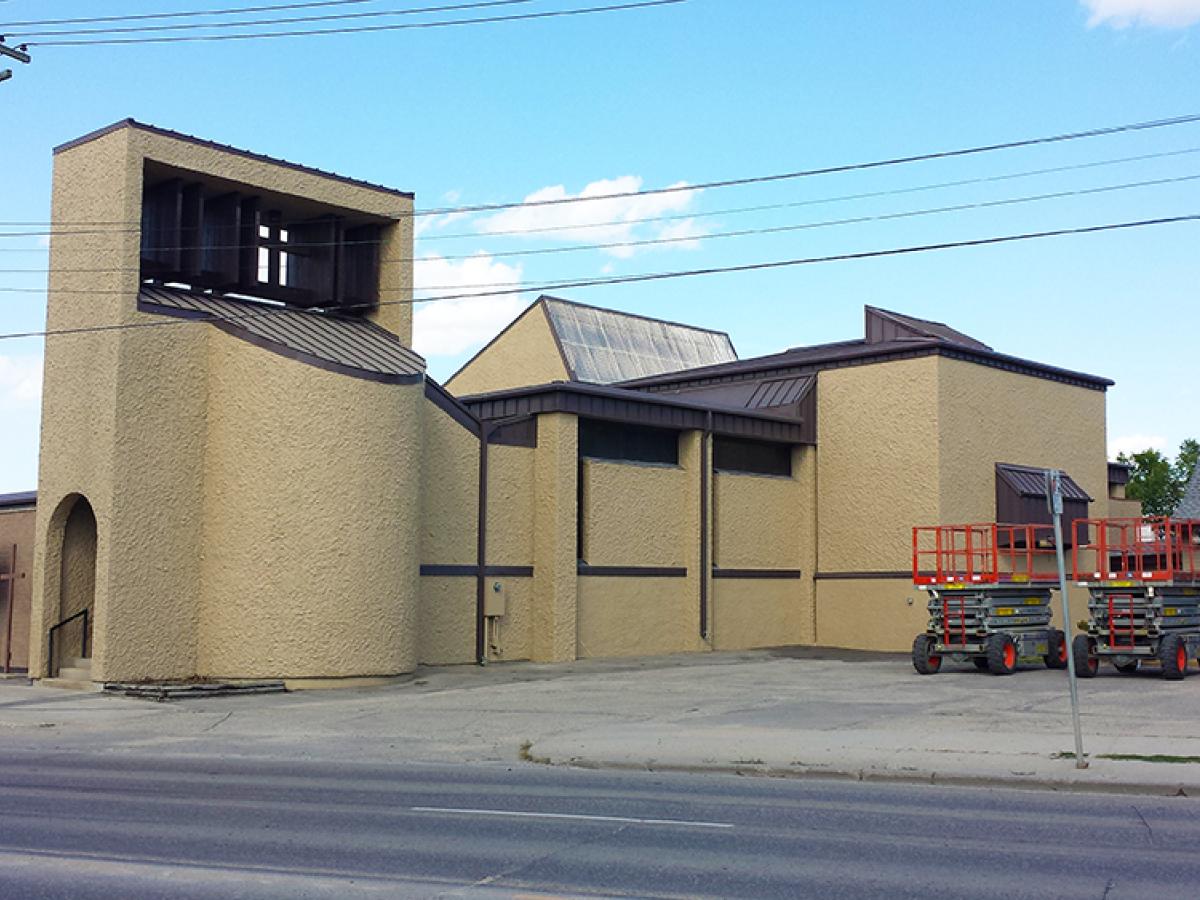 After (Freshly painted stucco in St Boniface church)