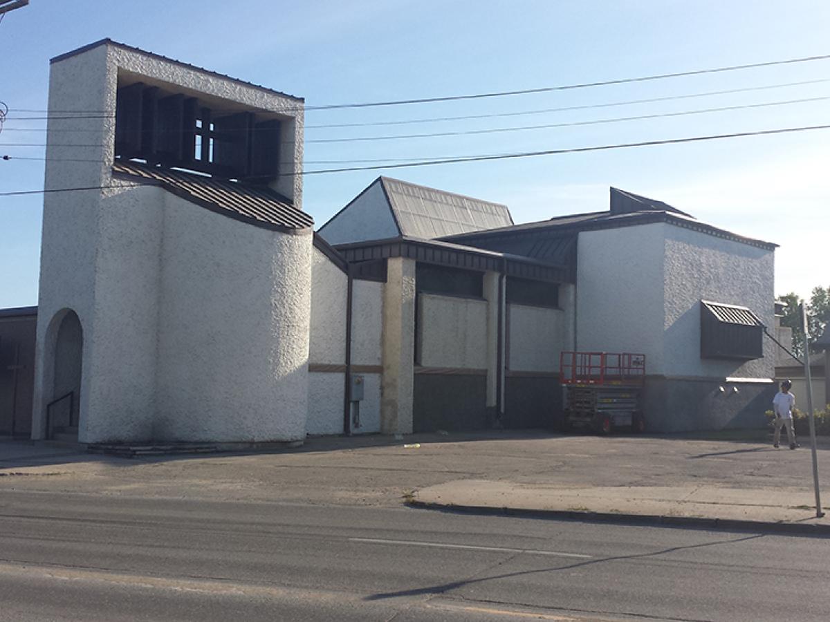 Before (Faded stucco in St Boniface church)